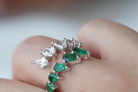 1.76 karat ZÜMRÜT PIRLANTA YÜZÜK