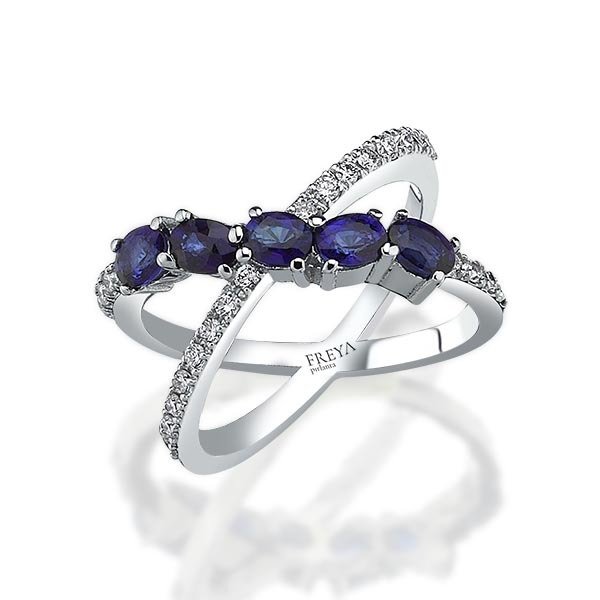 1.27 Karat Safir Özel Tasarım Pırlanta Yüzük F-VS