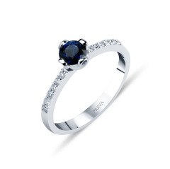 0.80 Karat Safir Pırlanta Yüzük F-VS
