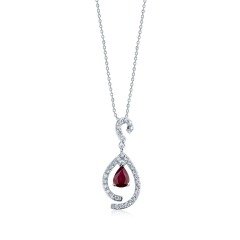 0.30 Karat Pırlantalı Yakut Kolye F-SI
