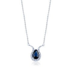 0.60 Karat Pırlantalı Safir Kolye F-SI