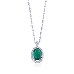 0.55 Karat Pırlantalı Zümrüt Kolye F-SI