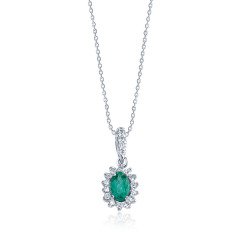0.40 Karat Pırlantalı Zümrüt Kolye F-SI